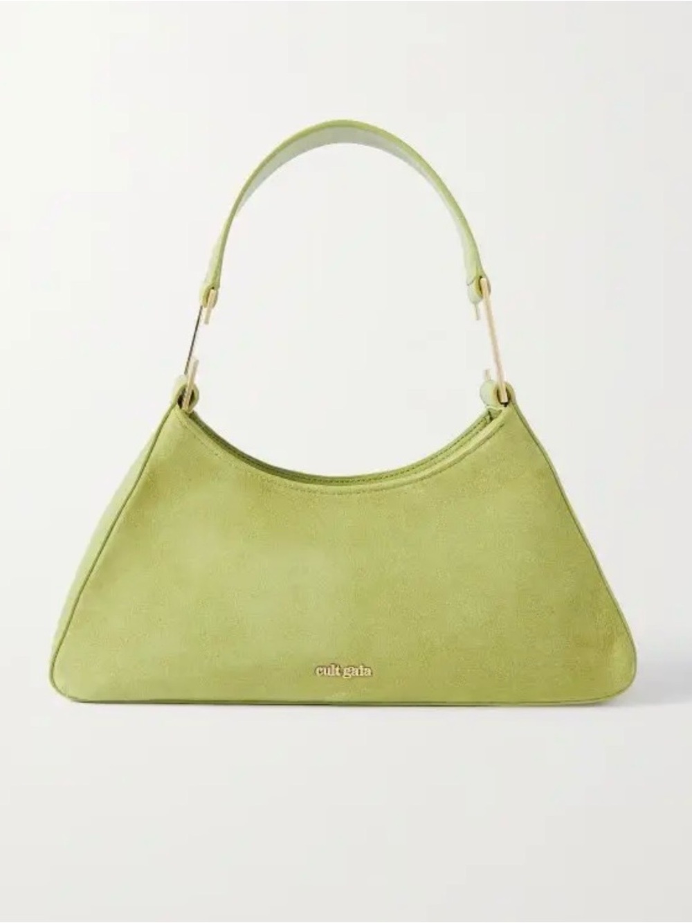 Cult Gaia Aliza Lime Green Suede Leather Shoulder Bag Gold Hardware - Picture 11 of 16